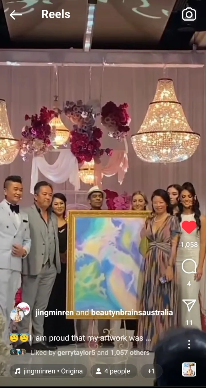 Jingmin Ren Artwork Light After Tempest Auctioned for A$10,000 during the grand final of Mrs Australia International organised by Beauty N Brains at Hilton Sydney on June 3, 2023 ( Charity Donation Auction)