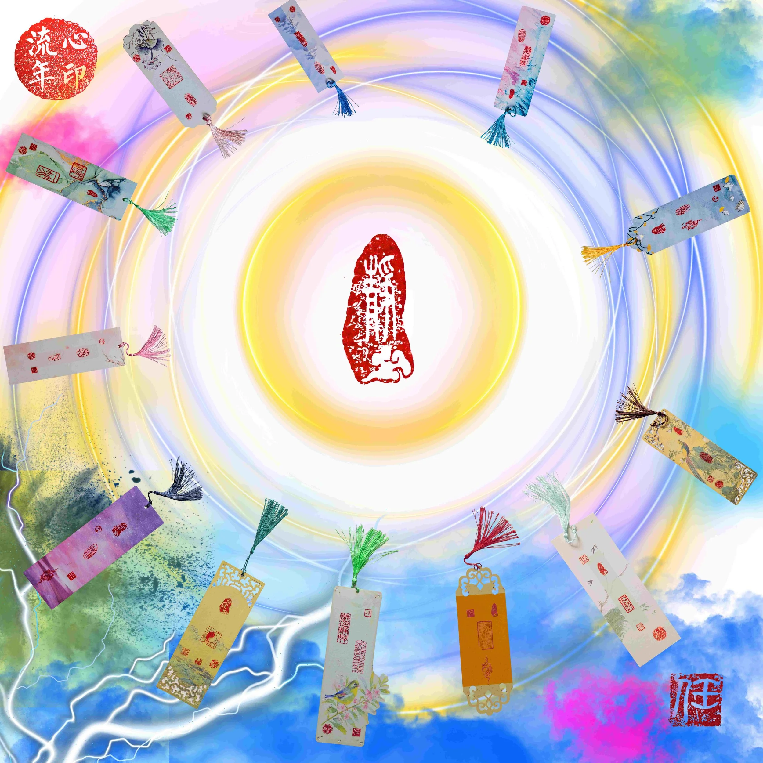 Jingmin Ren’s Jing (静) from the XINYIN LIUNIAN | 心印流年 series, a mixed-media work integrating Chinese calligraphy, seals, time and memory.