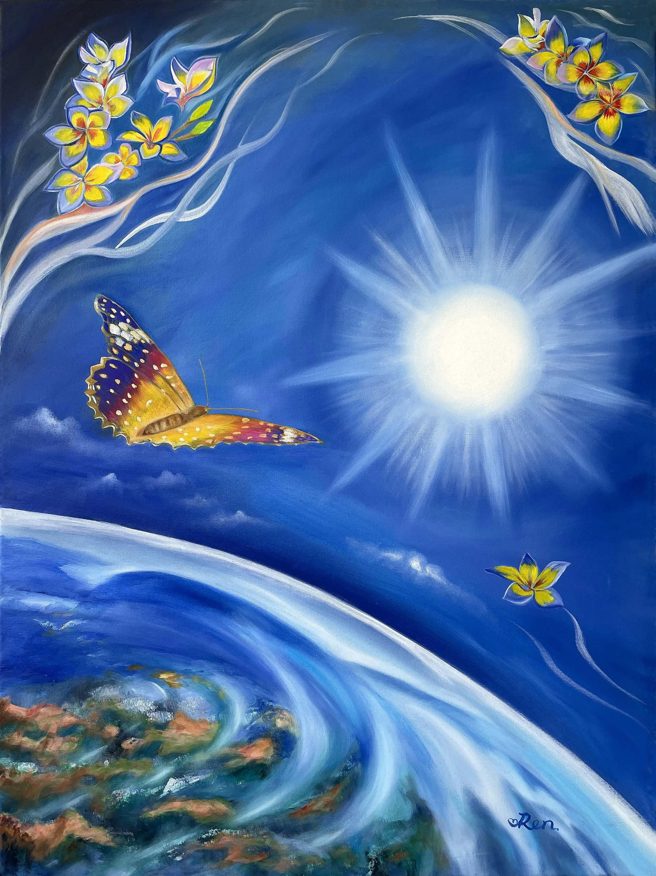 Our Star by Jingmin Ren, from the Flow of Light series, exploring spiritual energy, light, the Sun, Earth, nature and cosmic connection.