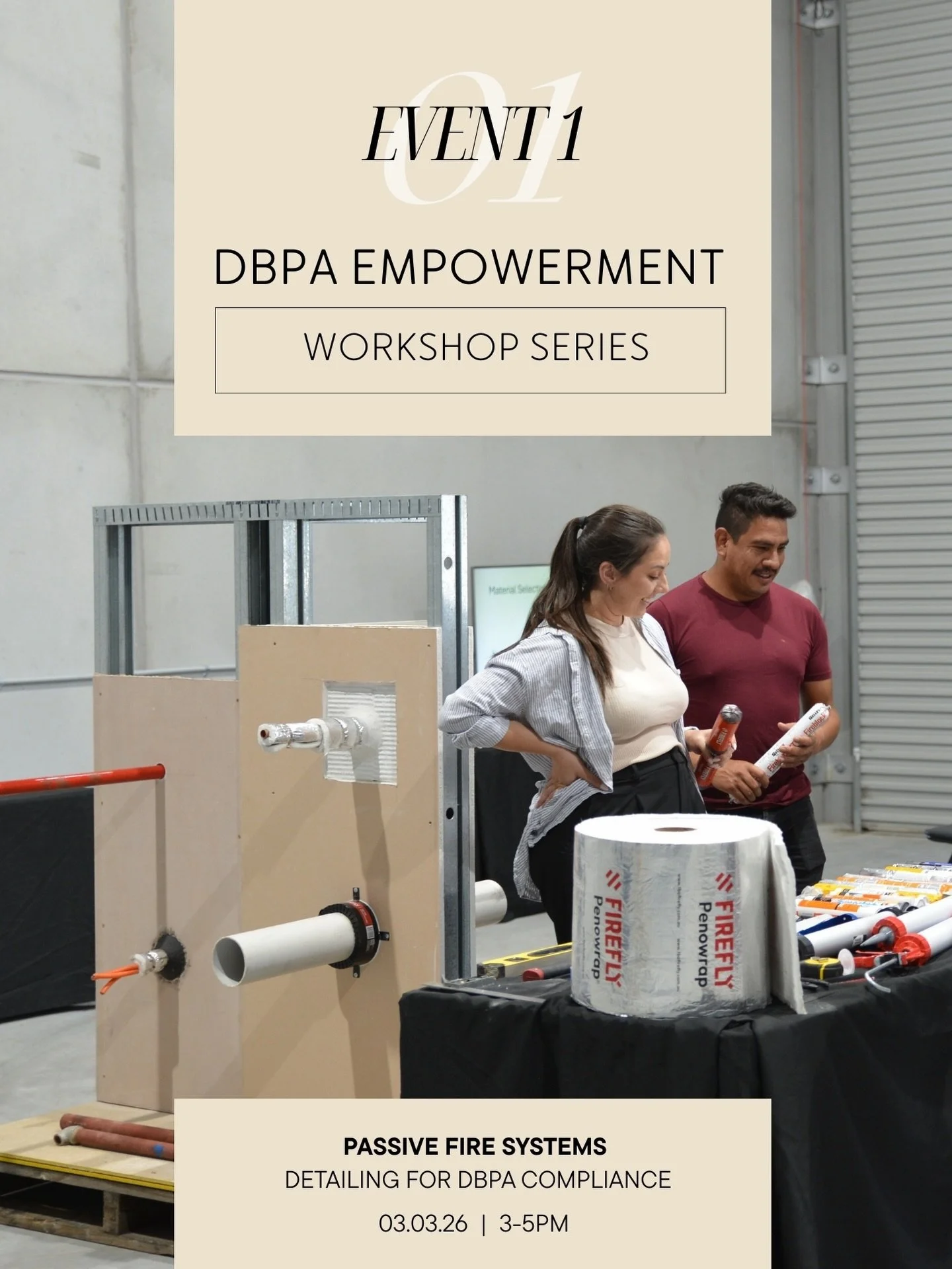 Introducing our first practical DBPA workshop: Passive Fire Systems 🔥
&nbsp;
This hands-on session is designed for architects, builders, certifiers, developers and anyone working on Class 2, 3 and 9c buildings under the Design and Building Practitio
