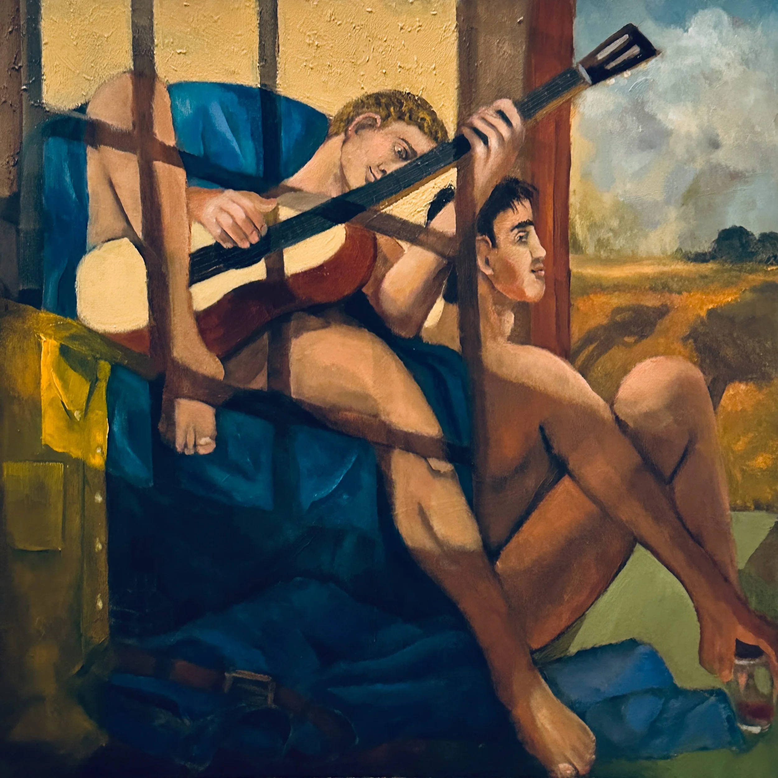 "Fast Friends" 36"h/36"w, oil on canvas, 2026. Contact for inquiries.