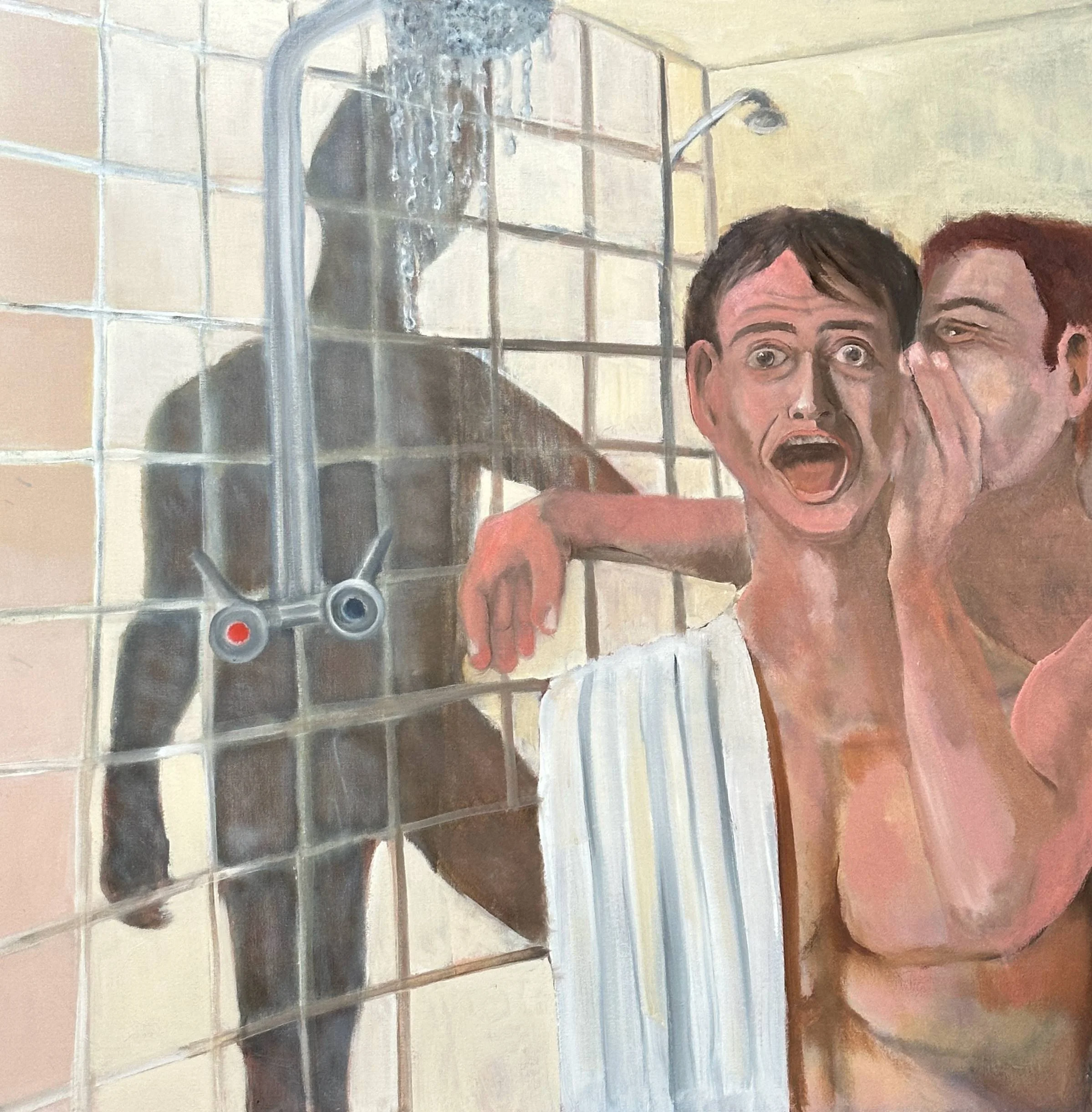 "Straight Boys" 36"h/36"w, mixed media on canvas, 2026. Contact for inquiries.