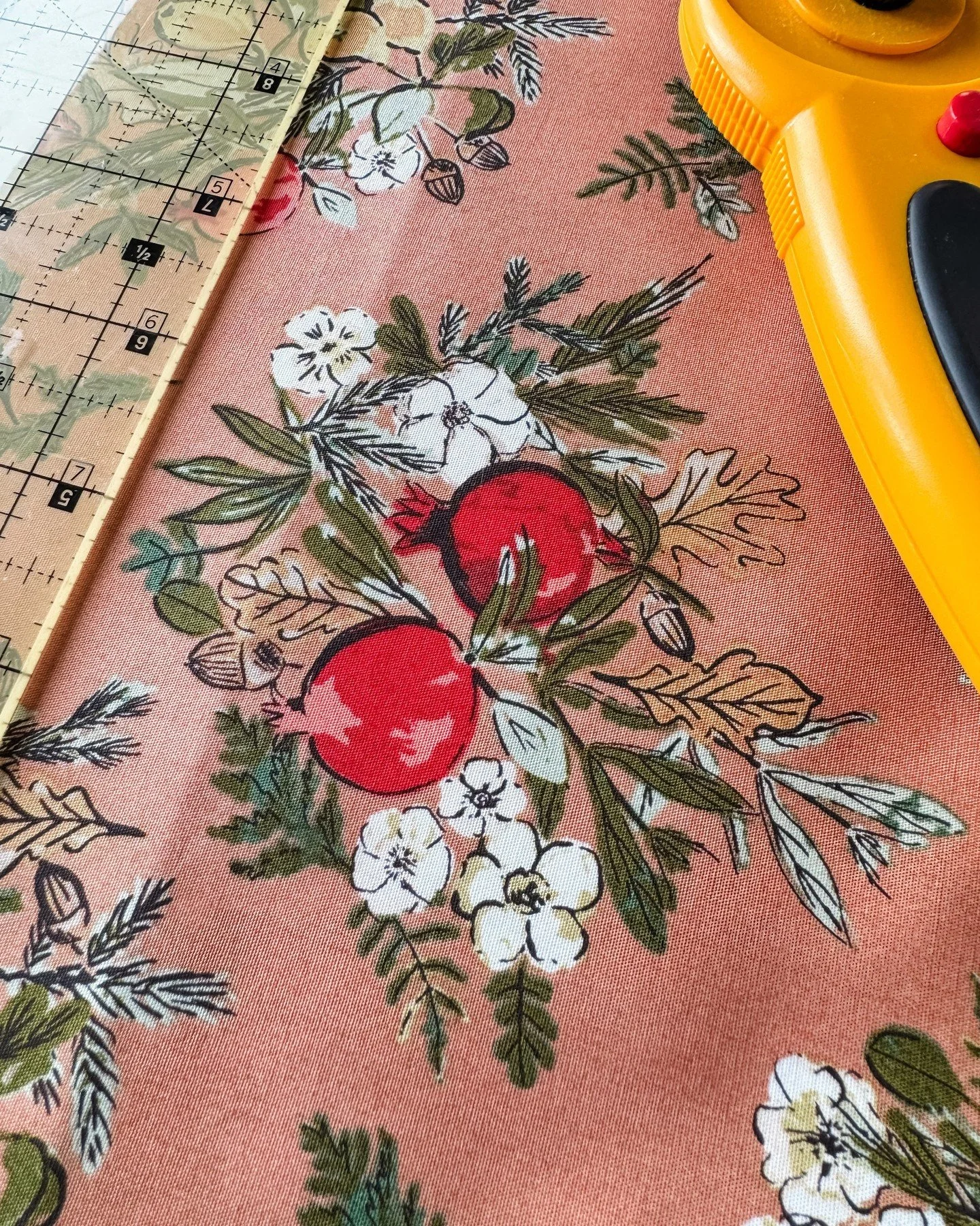 I paused for a moment while cutting this fabric the other day because the pretty print caught my attention.

The print is called Nature&rsquo;s Gift, and the more I worked with it, the more I noticed how many colors are layered into it. The brighter 