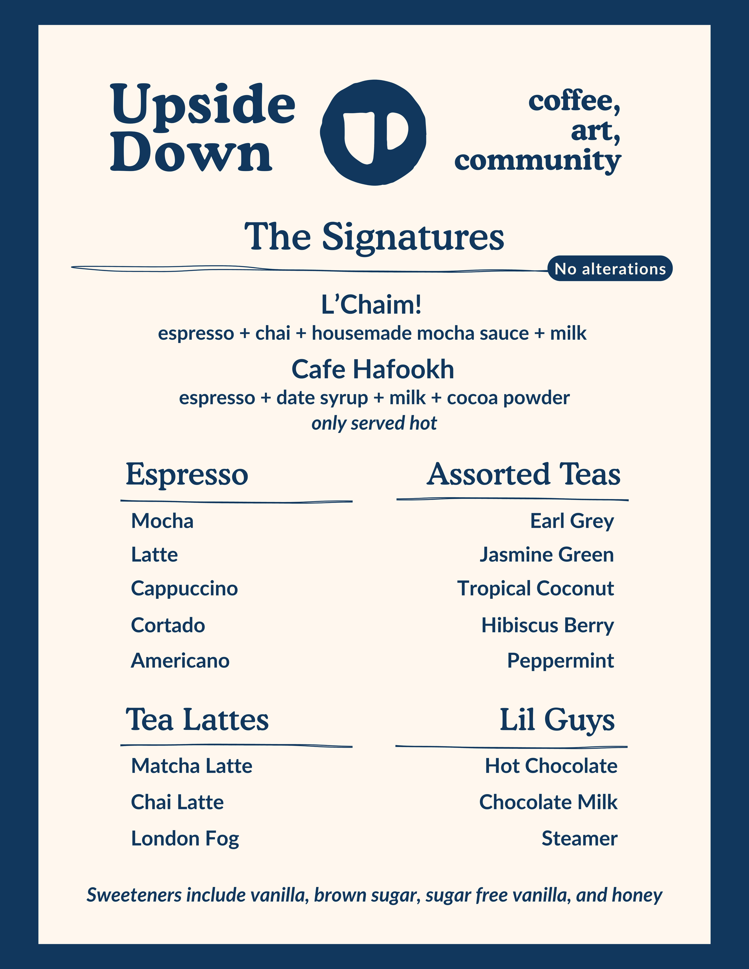 Study Night Menu — UPSIDE DOWN LA