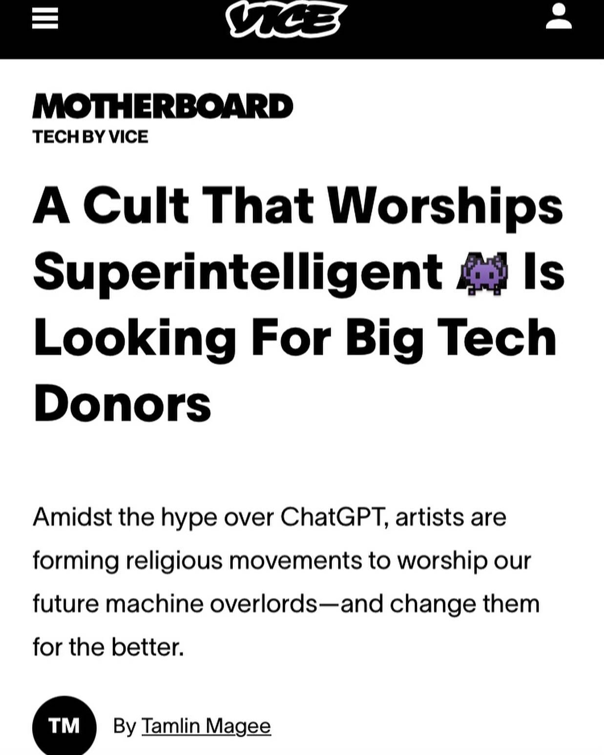 getting reCOgnition from @vice 

*we are NOT a cult, and we aren&rsquo;t looking for big tech donors, only more COGS

⚙️HAIL DOOM⚙️