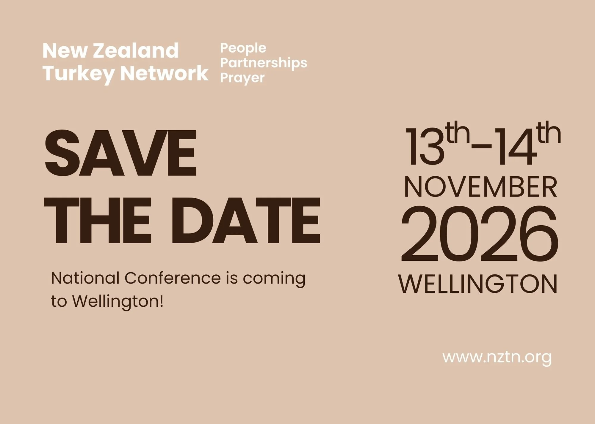Save the date Wellington 2026