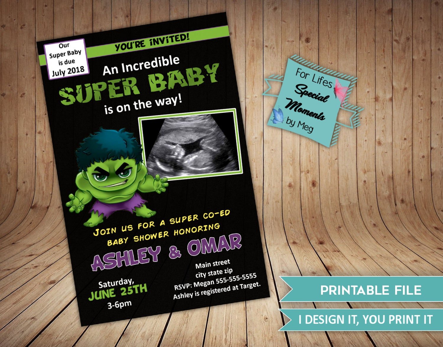 The Incredible Hulk Baby Shower Invitations- Superhero Baby Shower- It's a Boy Baby Shower Invitations - Printable File