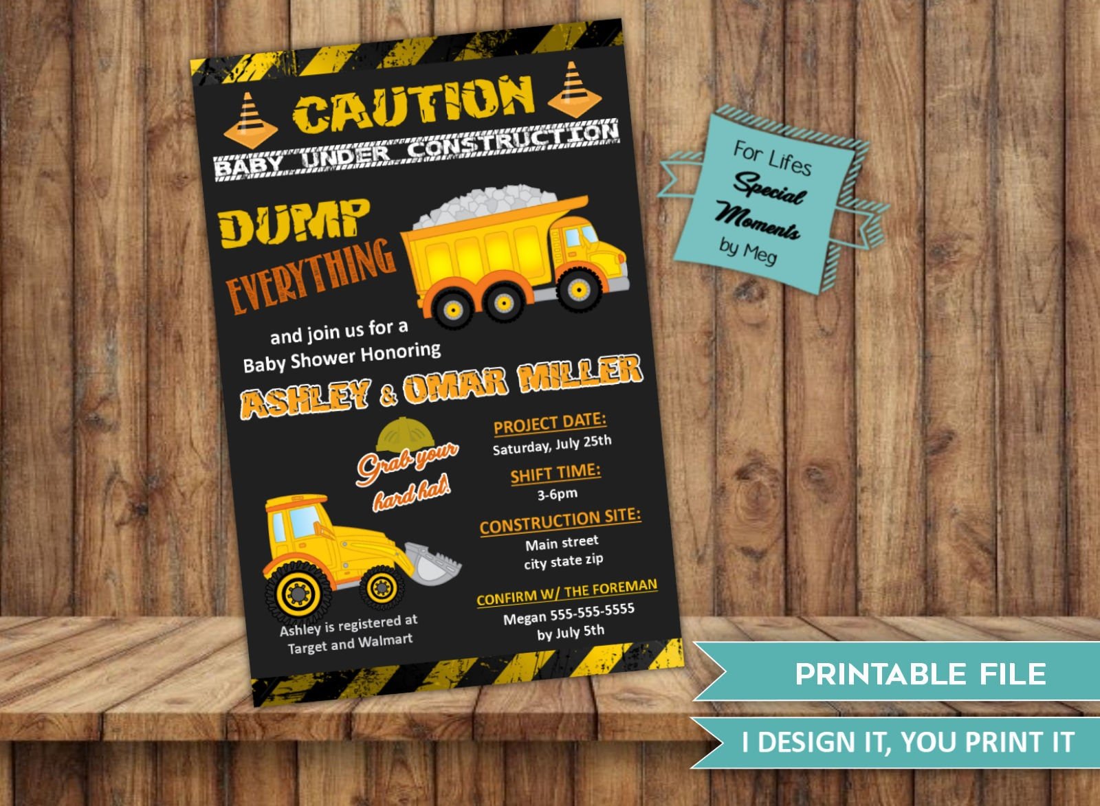 Construction Baby Shower Invitation - Printable file - Baby Under Construction Shower Invite - Baby Shower