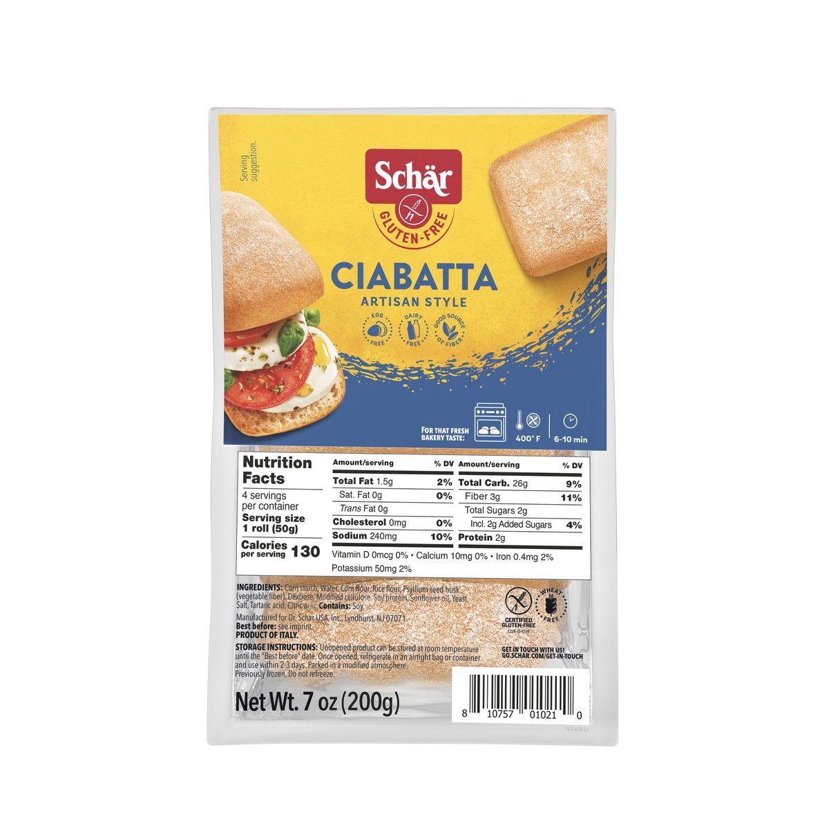 Gf/vg Ciabatta bread
