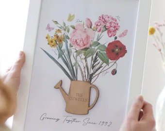 Personalized birth flowers print