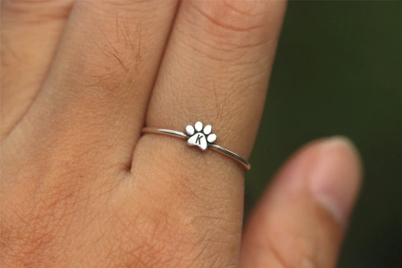 Paw Initial Ring