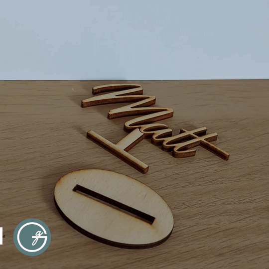 GIF Showing the simple slot in design for the place names and their included stands.