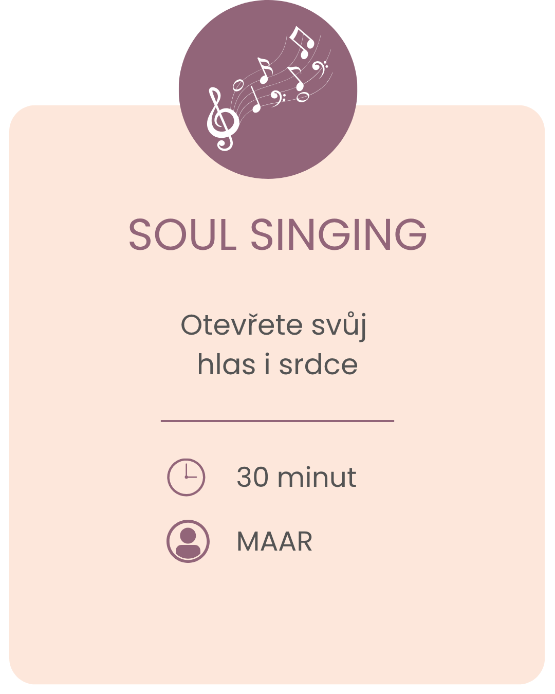 SOUL SINGING – hudební workshop s Markétou Faustovou zaměřený na otevření hlasu, srdce a společný zpěv.