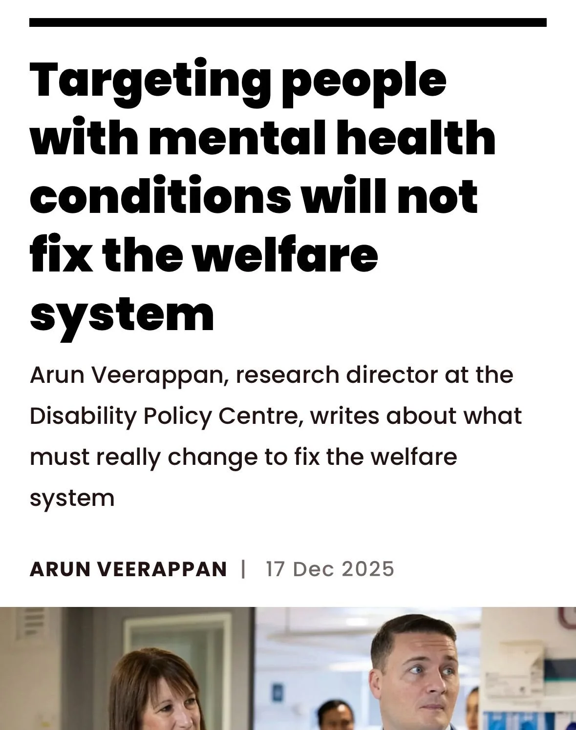 A screenshot of a Big Issue webpage article. With headline, author and date underneath.