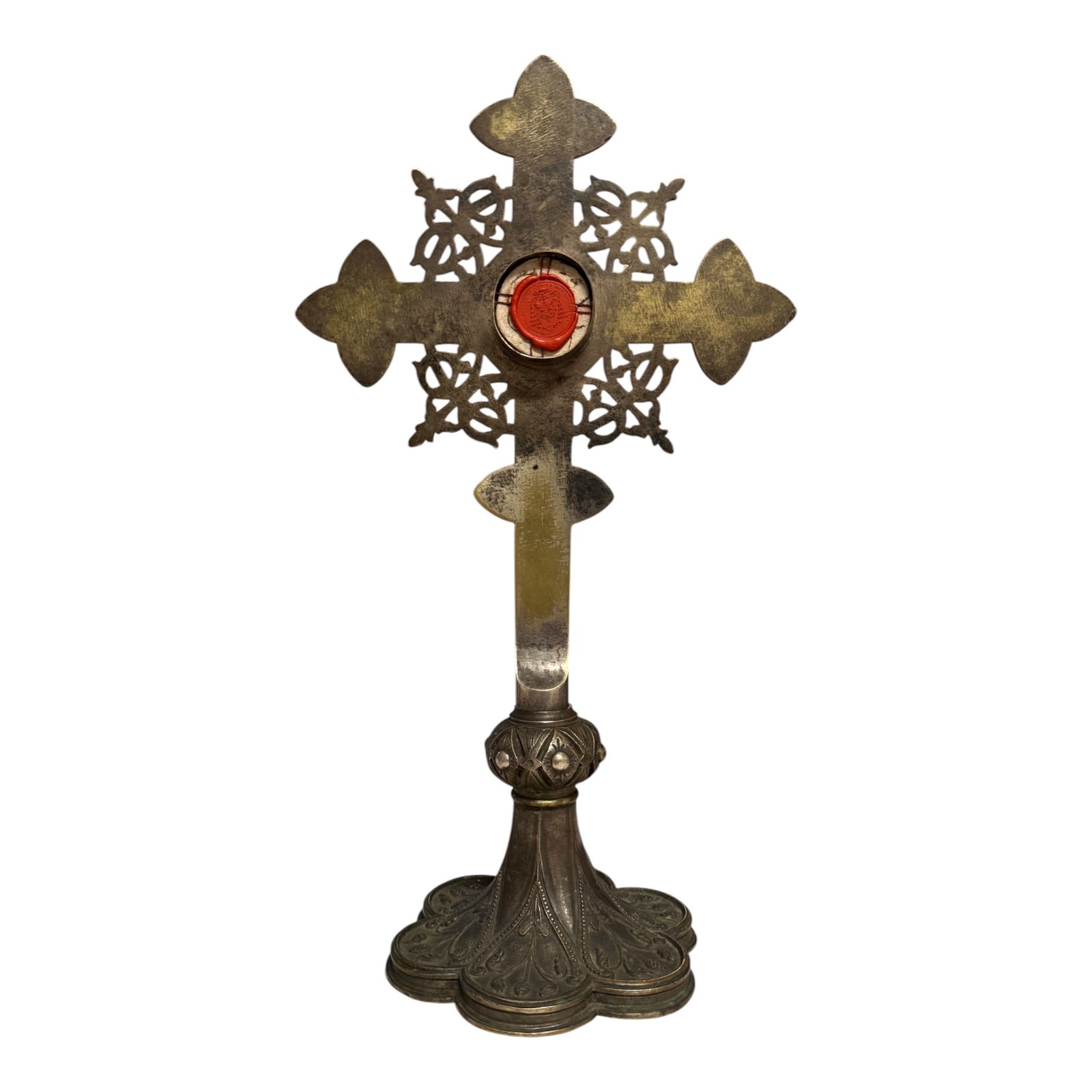 19th-Century Relic of the True Cross – Ex Ligno Crucis in Neo-Gothic Reliquary w: 1862 COA-4.jpg