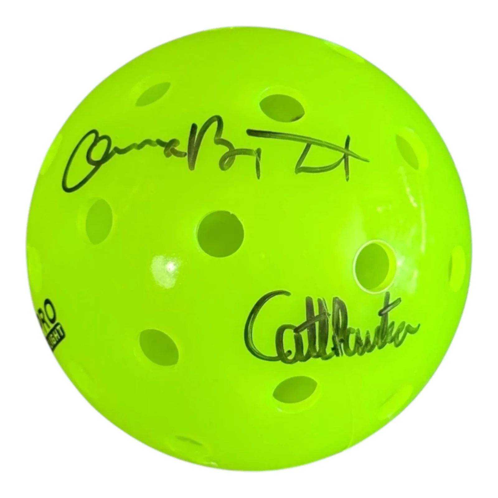 Dual signed Vulcan pickleball autographed by Anna Bright and Catherine Parenteau example used in pickleball memorabilia authentication and valuation