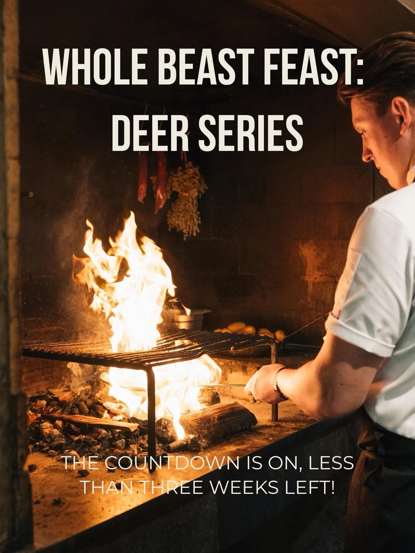 Less than 3 weeks to go until our next Whole Beast Feast: Deer Series, Thursday 13th November at Brix + Mortar.
A night dedicated to fire, flavour, and the very best of the season. Expect locally sourced venison cooked over the hearth, served alongs