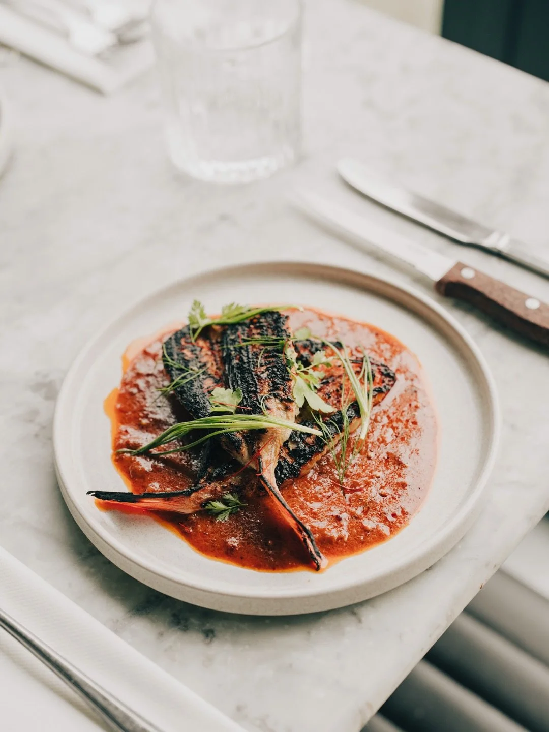 Coal roasted monkfish, smoked aubergine, caper &amp; parsley dressing.

One of the new small plates on the menu. Monkfish cooked over the coals for that subtle wood-fired flavour, balanced with smoky aubergine and a bright caper &amp; parsley dressin