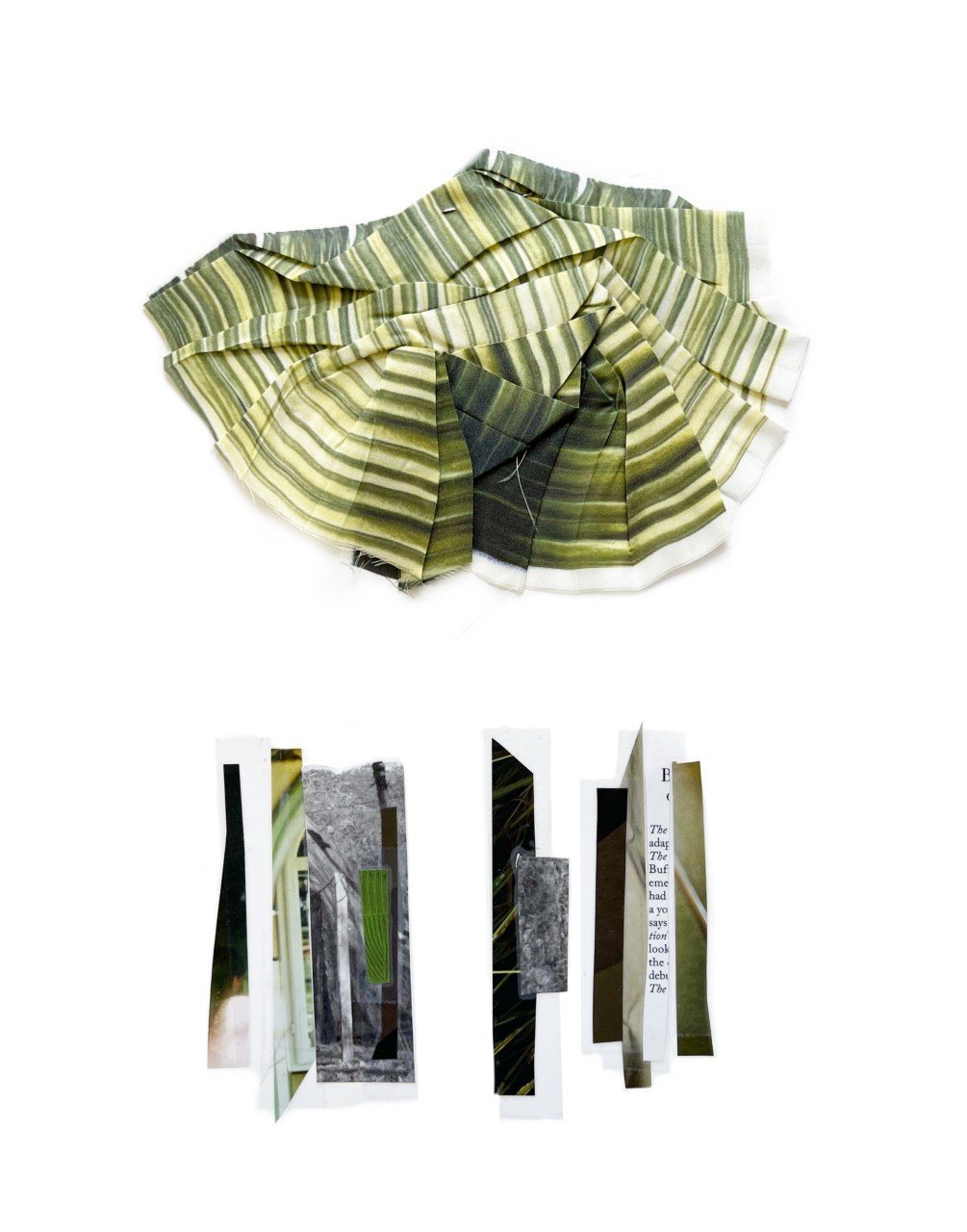 Printed pleats on silk habotai, crumpled, pressed- chaotic order.