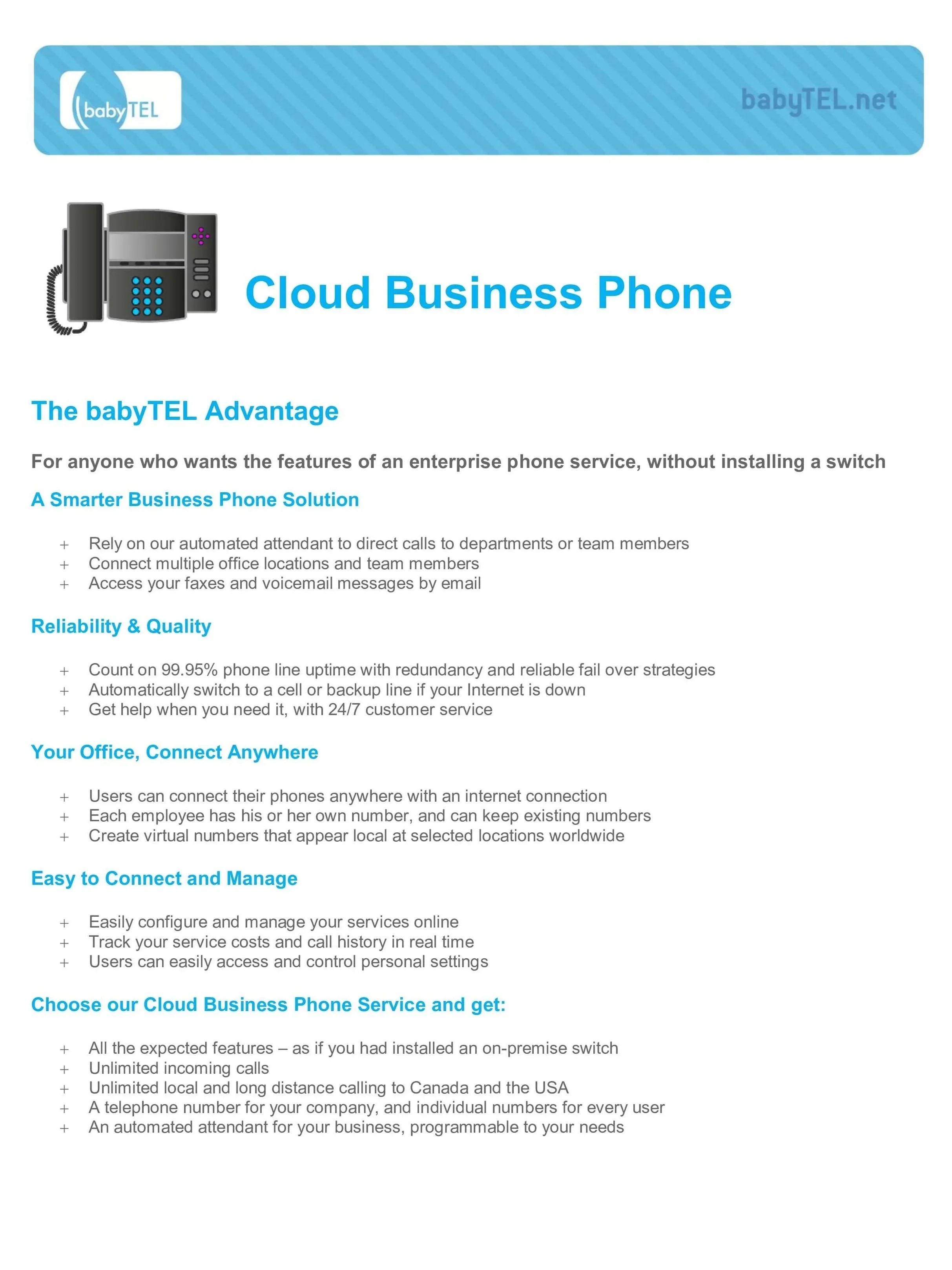 babyTEL Cloud Business Phone Brochure