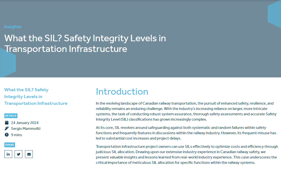 What the SIL? Safety Integrity Levels in Transportation Infrastructure
