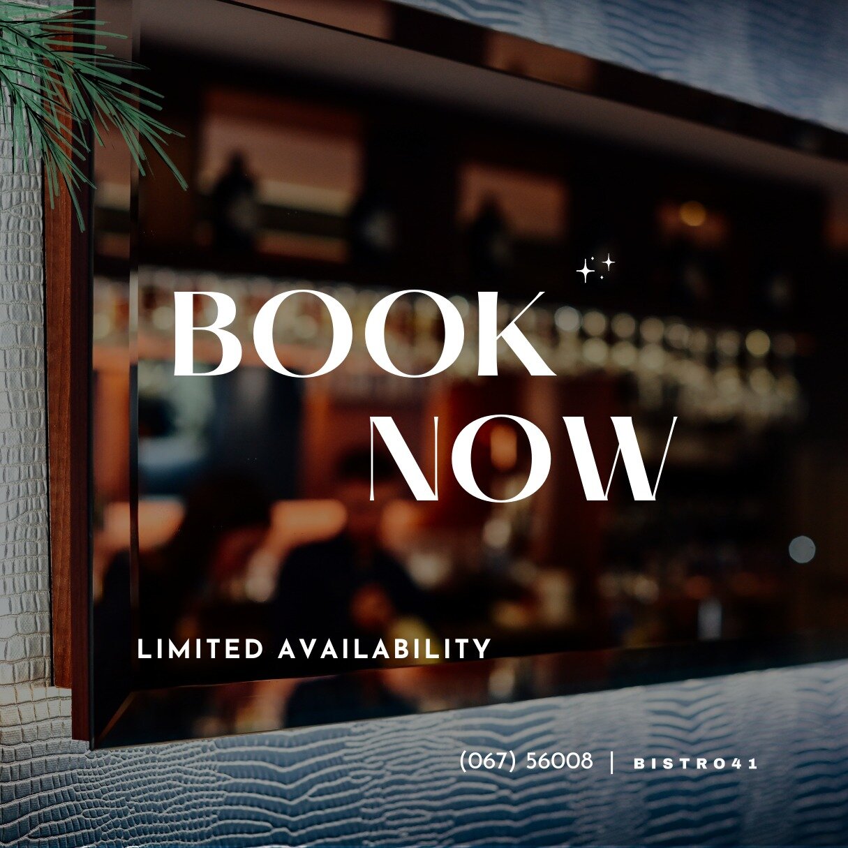 ✨ Limited availability ✨

Be sure to book your table for this December, we have limited tables left!

Book now over the phone 📞 or email us 🗓

(067) 56008
bistro41nenagh@gmail.com

#bistro41 #bistro41nenagh #bistro41christmas #christmasnenagh #chri