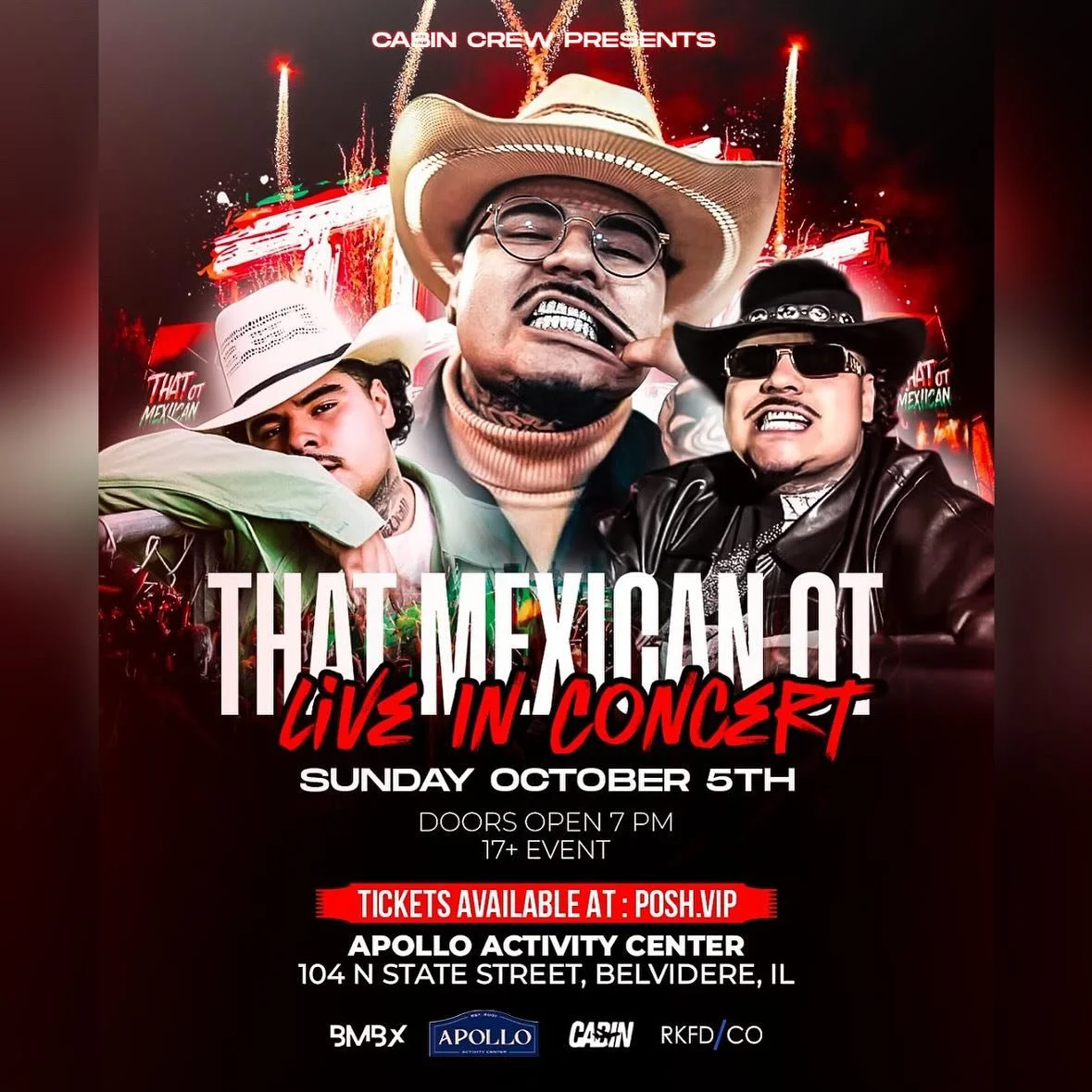 THAT MEXICAN OT LIVE 🔥

Presented by Cabin Crew
Don&rsquo;t miss That Mexican OT bringing his energy, hits, and unmatched performance to the Apollo Activity Center for an unforgettable night.

📅 Date: Sunday, October 5th
📍 Venue: Apollo Activity C