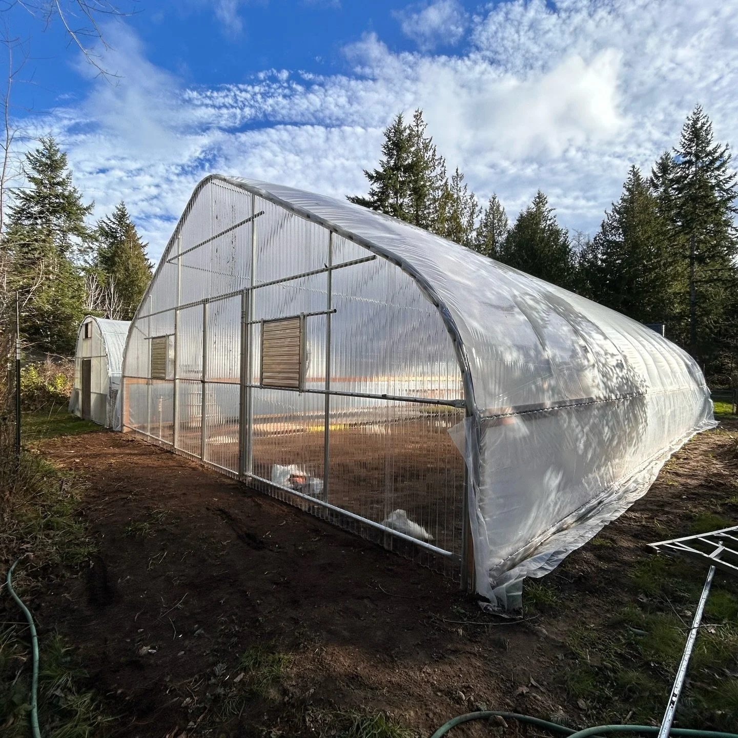 Such a big day! 

We (being Jeff) got the endwalls completed on the new greenhouse!  There is still a bunch of things to do to complete the space but I will be planting seeds in there next week. 🤞 we should have salad in time for the first @jeffcofa