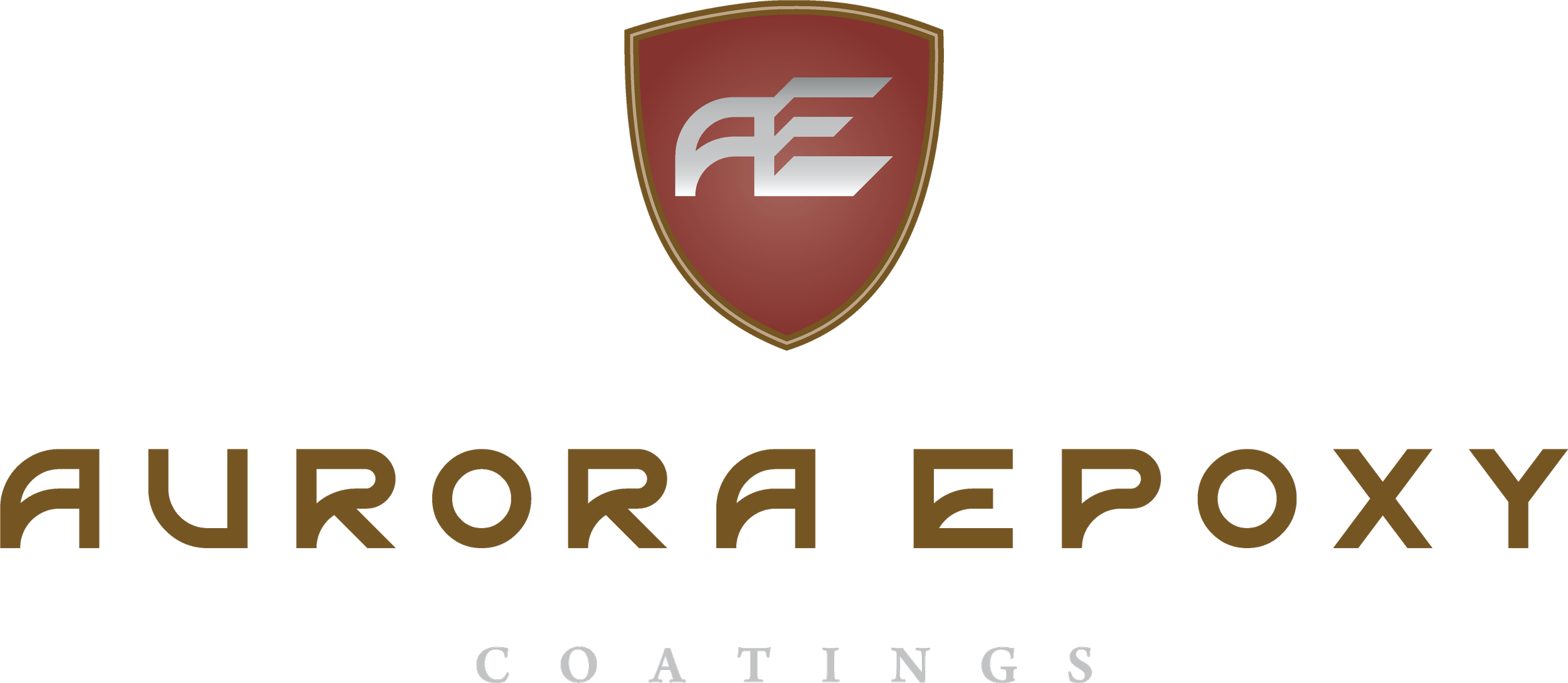 Aurora Epoxy Coatings logo featuring a red shield with "AE" letters and the text "Aurora Epoxy Coatings" below.
