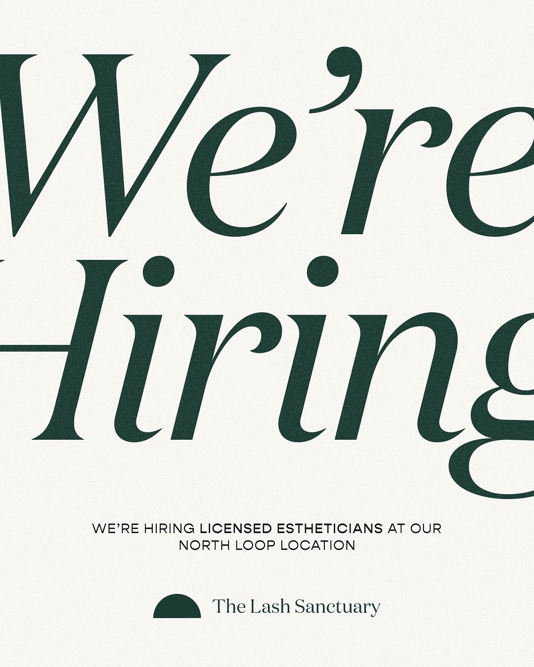 The Lash Sanctuary North Loop is hiring! If you&rsquo;re a licensed esthetician who has a passion for beauty, people and want to expand your career working in the heart of charming North Loop, we&rsquo;d love to hear from you! Please fill out an appl
