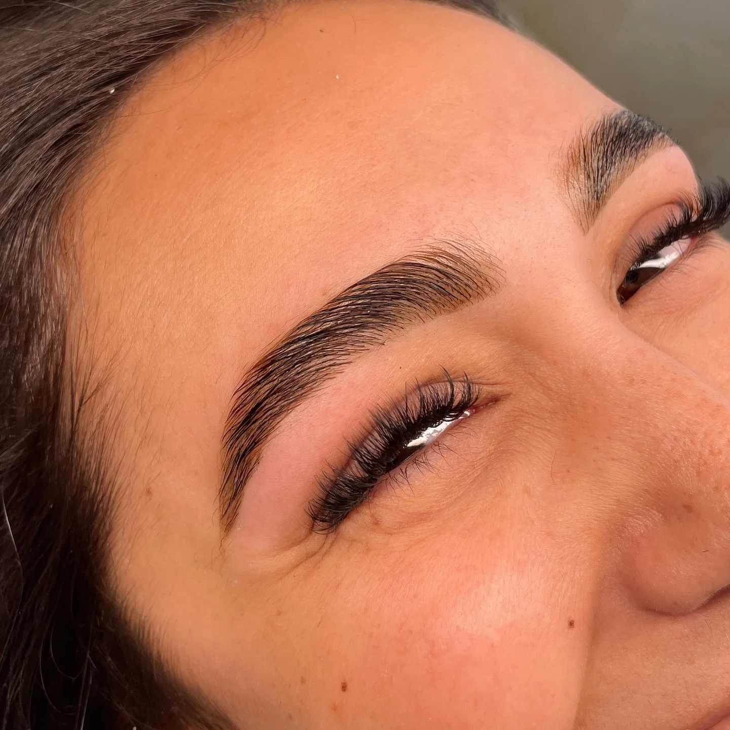 All smiles for a wow brow transformation and volume lash fill 🤎