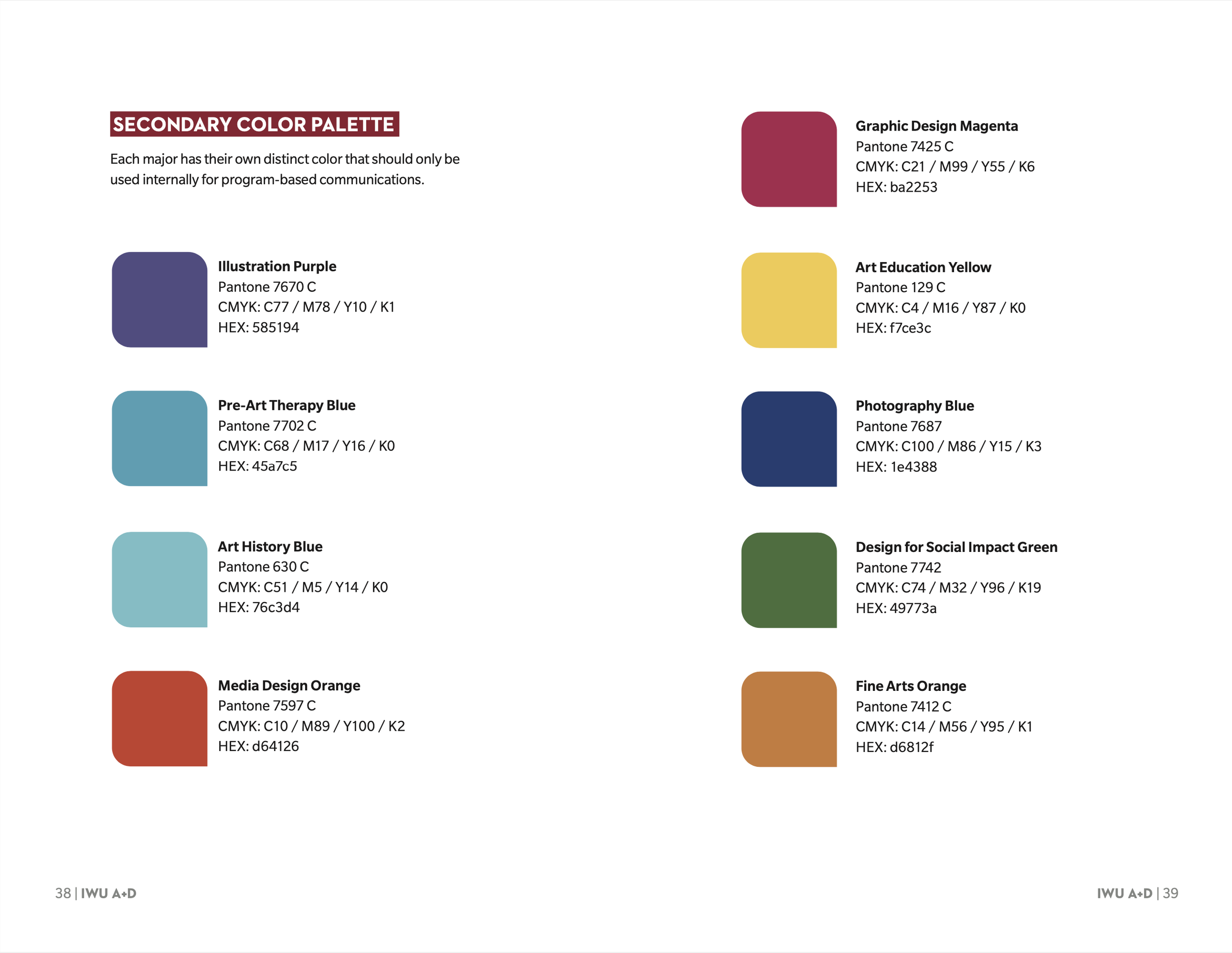 IWU Art + Design Brand Guidelines: Colors