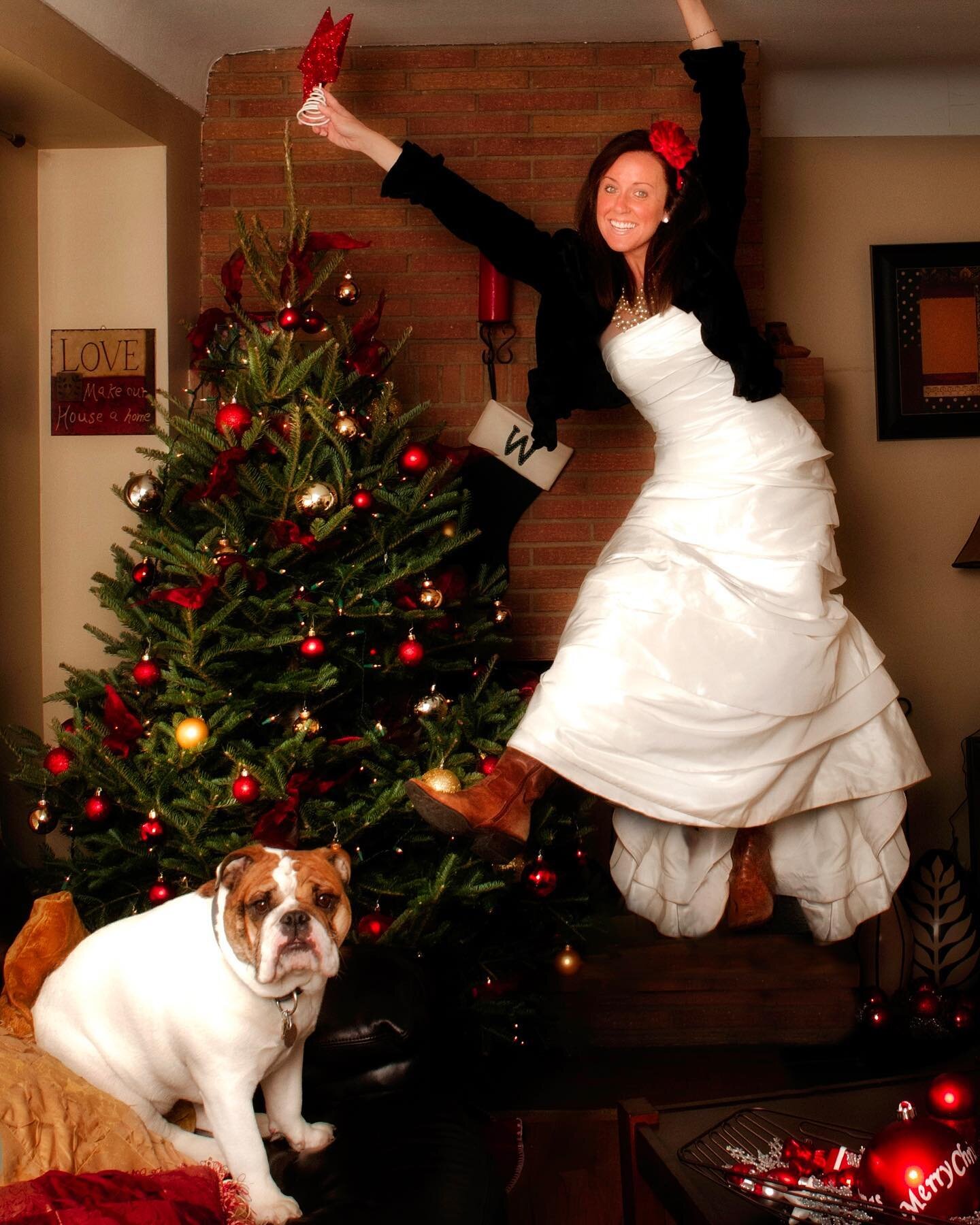 Comedians at home: Raleigh Weld! Decorating her tree in her favorite dress with her favorite pal Sarge