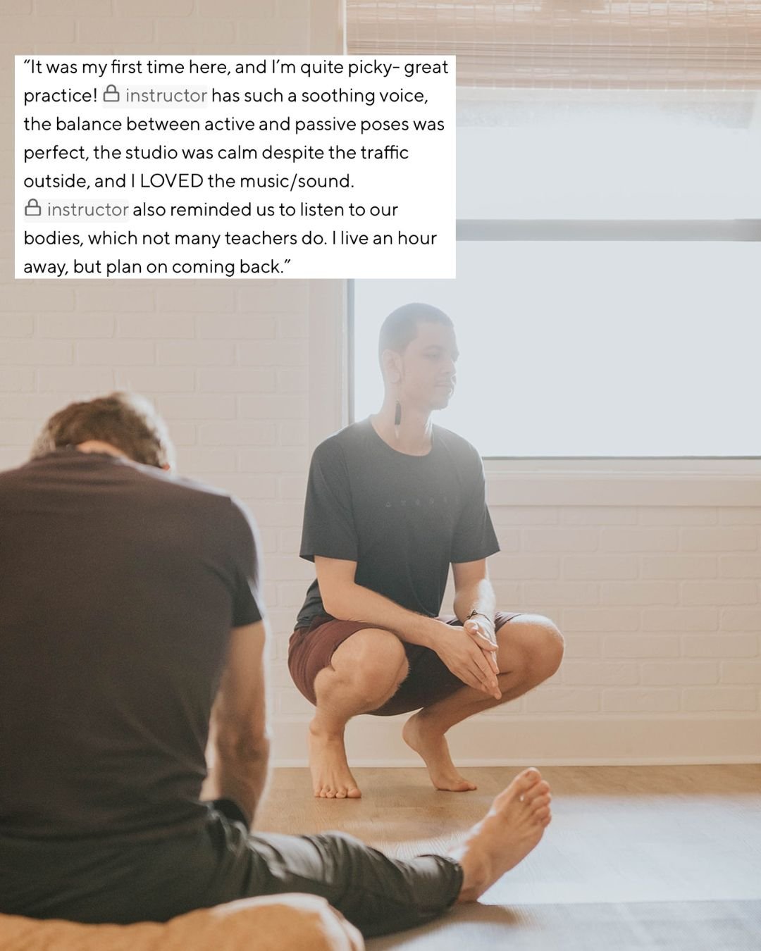 &quot;The teacher reminded us to listen to our bodies&quot;✨. While the instructor is not listed, all our teachers encompass the idea of introspection within dynamic movement and within stillness. Each bringing a special style + personality🤍. We lov