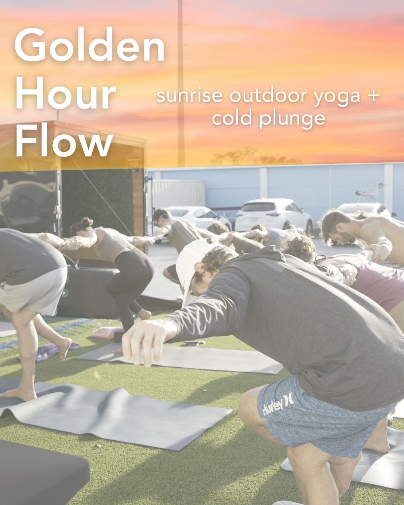 Starting July 3rd! This class will start at 6:30am every Thursday and will be held outside on the turf at Rolling Vitality. Golden hour flow is a donation based class and afterwards you can indulge in Rolling Vitality&rsquo;s cold plunges + sauna🙌