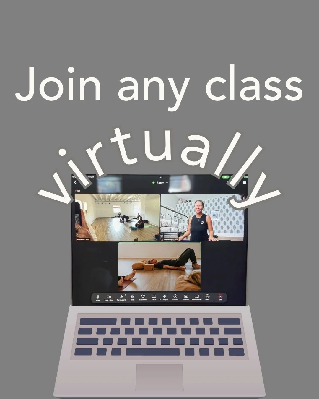 When getting to the studio isn&rsquo;t possible, your practice doesn&rsquo;t have to disappear.

Our virtual membership is $75/month and gives you access to live classes you can join in real time, or return to later with the recording delivered right