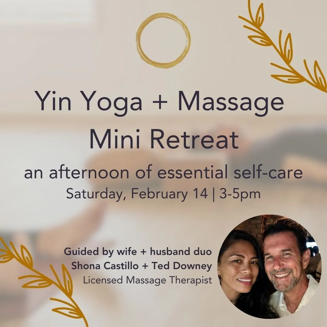This two-hour event combines the holistic benefits of Yin yoga and massage. A perfect combination. 

Students will be led through a passive and supported Yin yoga sequence while massage techniques are applied to further relieve tension and stress. Lo