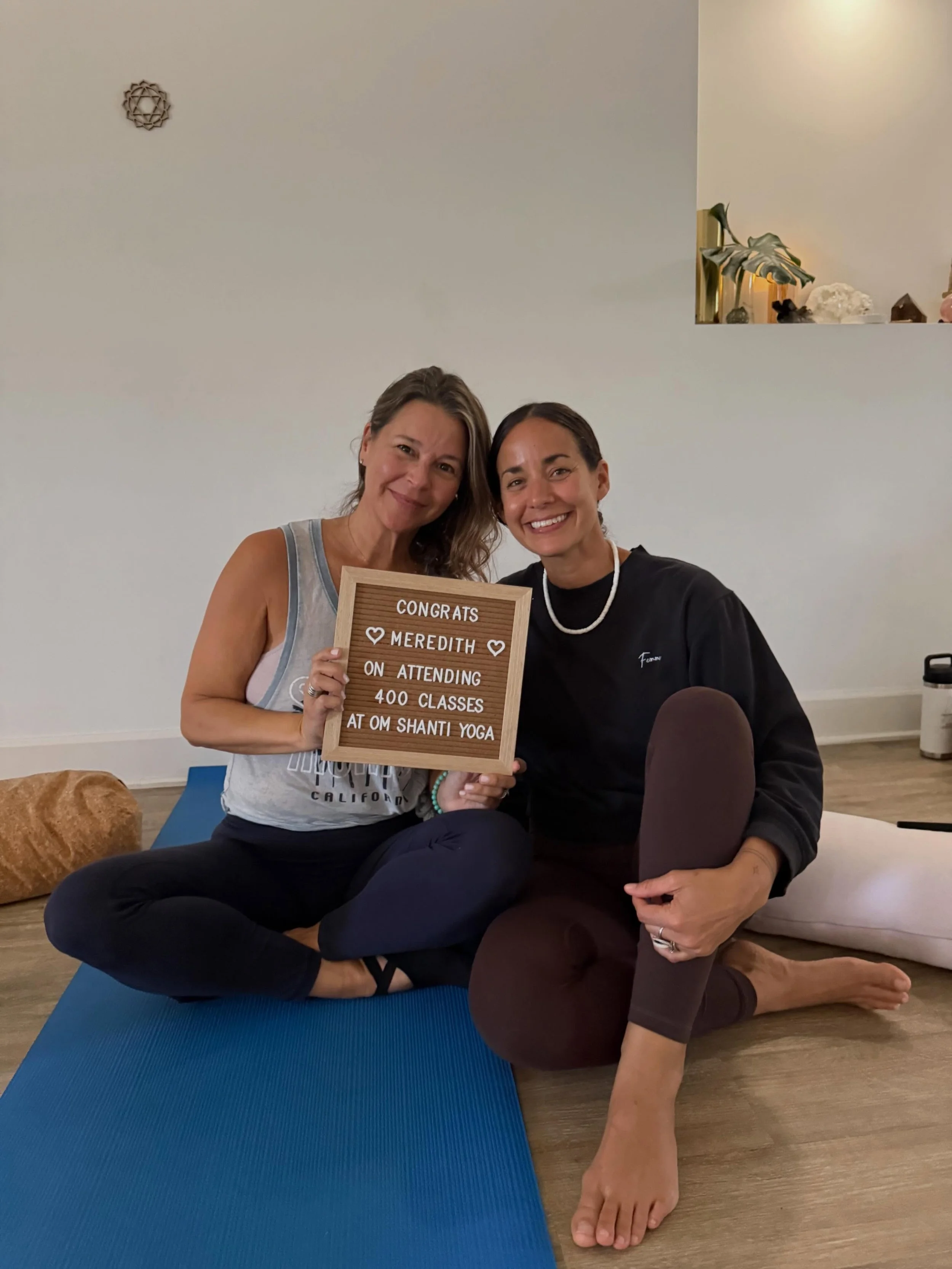 Congratulations to Meredith, Rebecca, Maria, + Christine for attending up to 400 classes with us!

We celebrate those who keep returning.

Showing up again and again isn&rsquo;t always easy but, each time you roll out your mat, take a breath, and beg