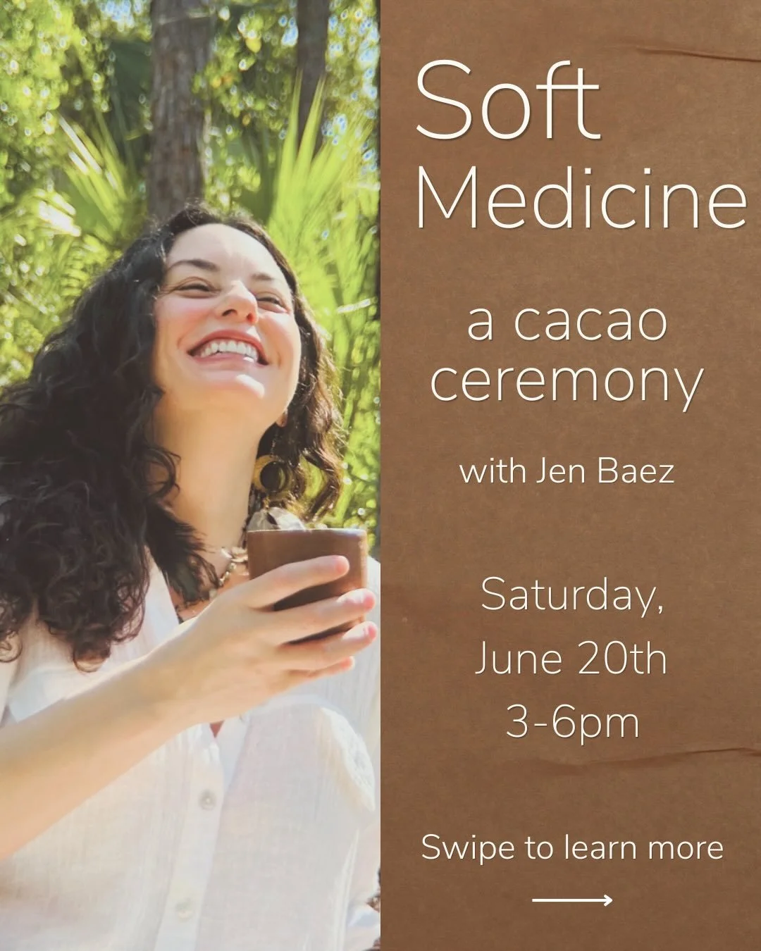 Join us for soft medicine | a cacao ceremony✨

This is an invitation to soften, feel, listen, and reconnect not only with yourself but also others and the wisdom that lives within.

This is a space for all who feel called to deepens their relationshi