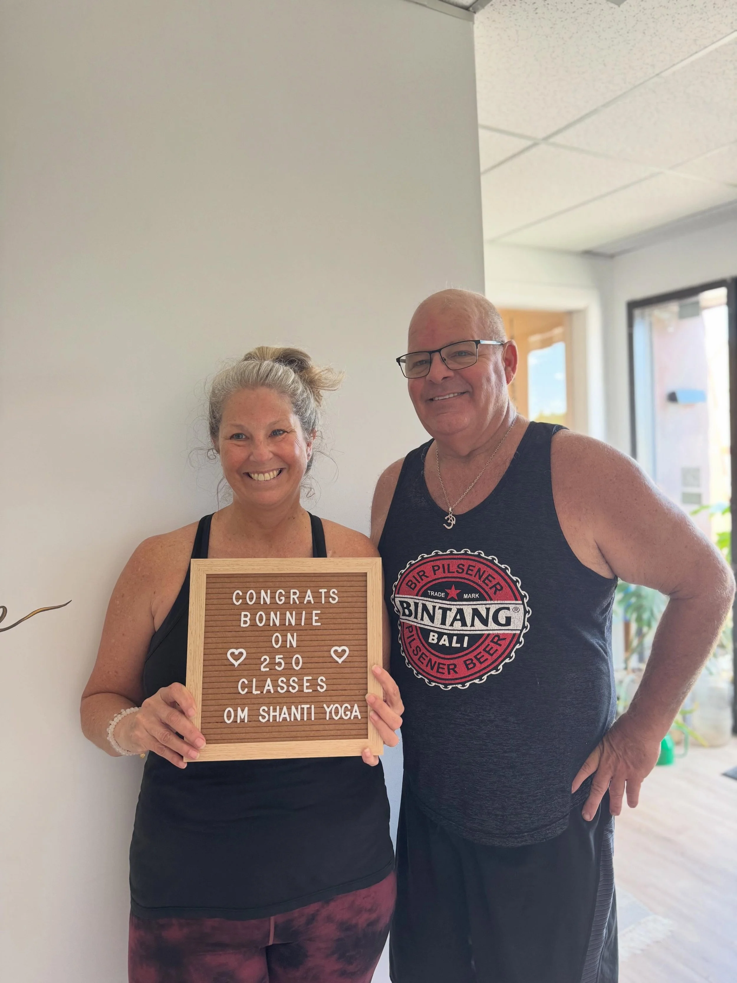 Congratulations to Bonnie + Susan for their constant commitment to their yoga practice. We love having you both in all the classes ranging from restorative to vinyasa🤍 And for bringing husbands + kids to class!