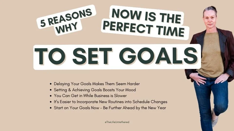 Kamloops Best Life Coach Emma Hull with text now is the perfect time to set goals