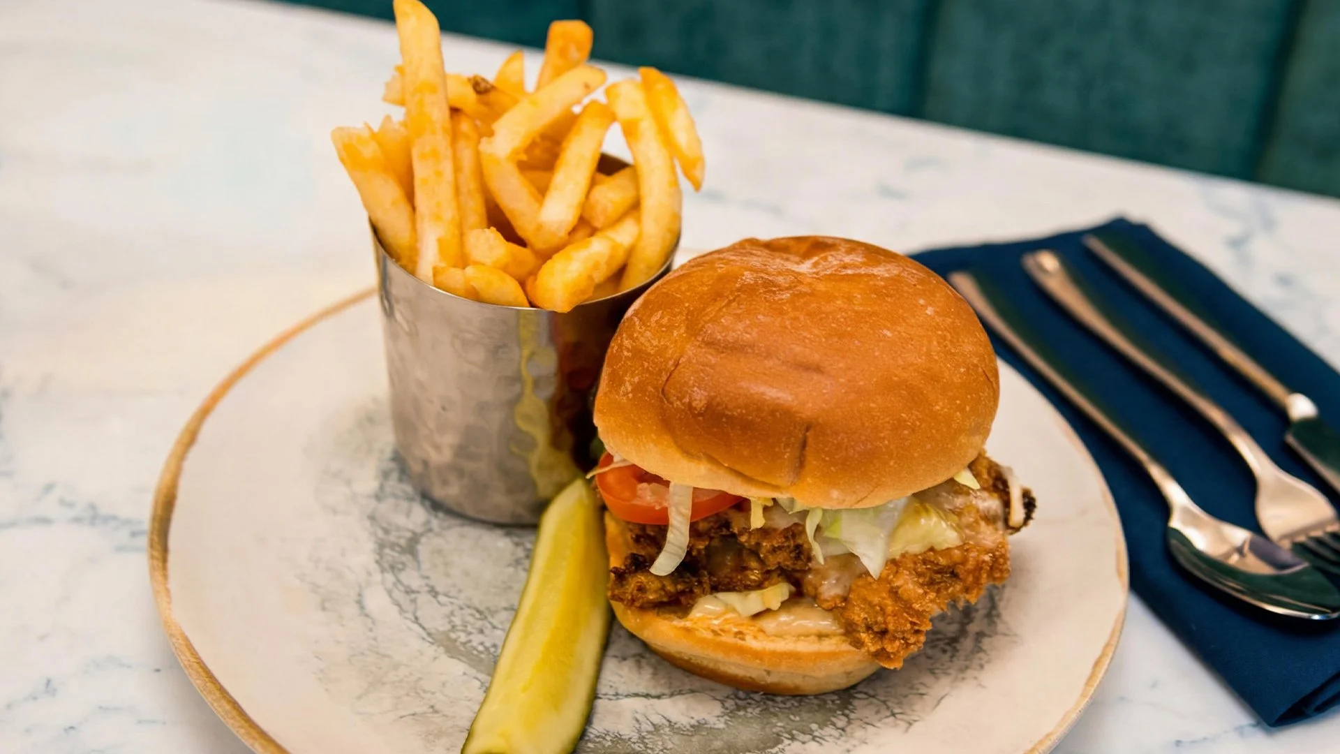 Burger with fries