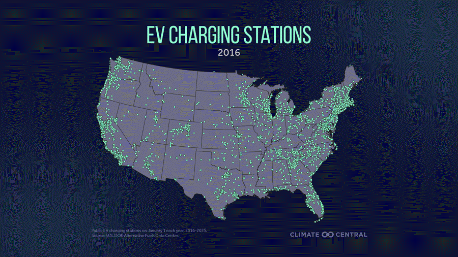 Electric Vehicle Charge Up Public charging infrastructure has expanded to meet growing electric vehicle demand in the U.S.