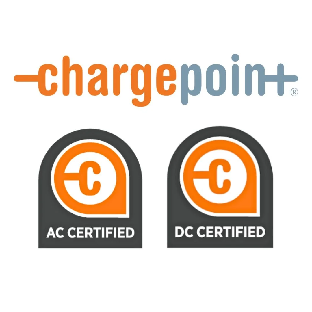 National Car Charging is a ChargePoint AC and DC certified EV charging installer badges.