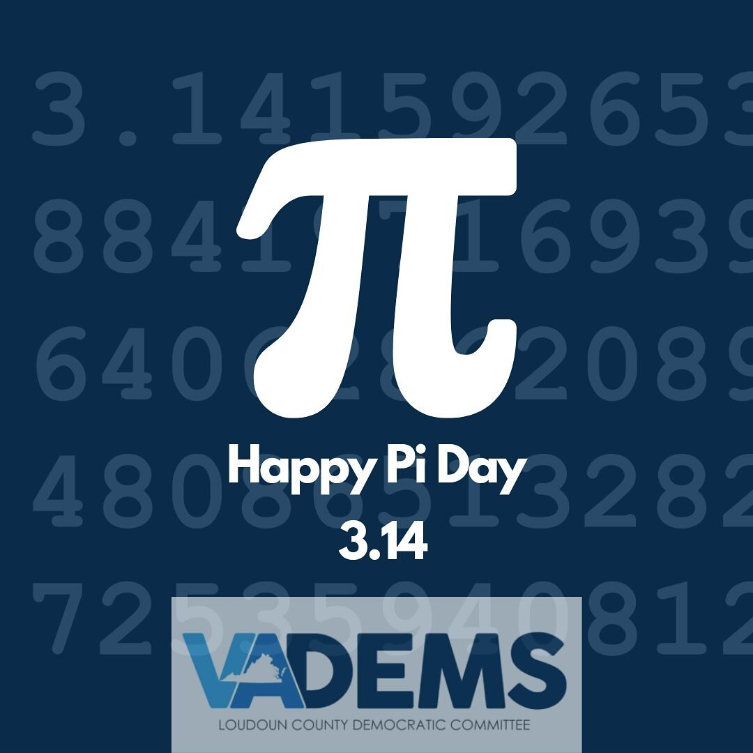 Happy Pi Day, Loudoun Dems! Just like the infinite digits of &pi;, our commitment to progress and inclusivity knows no bounds. 

#piday #loudoundems #infinite #inclusivity #equalityforall #infinitepossibilities