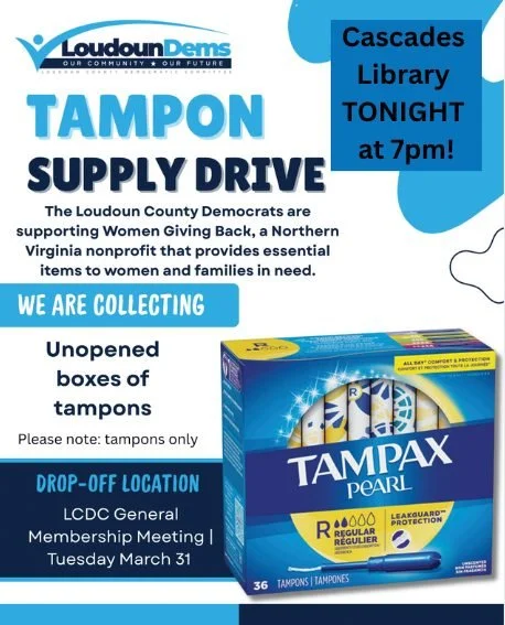 Reminder: LCDC General Membership meeting is TONIGHT! 🗳️

Join us at 7pm in Cascades Library to get the low down on:
✅ April Redistricting: What the new maps mean for Loudoun.
✅ The Special Election: Why a "YES" vote on April 21st is criti