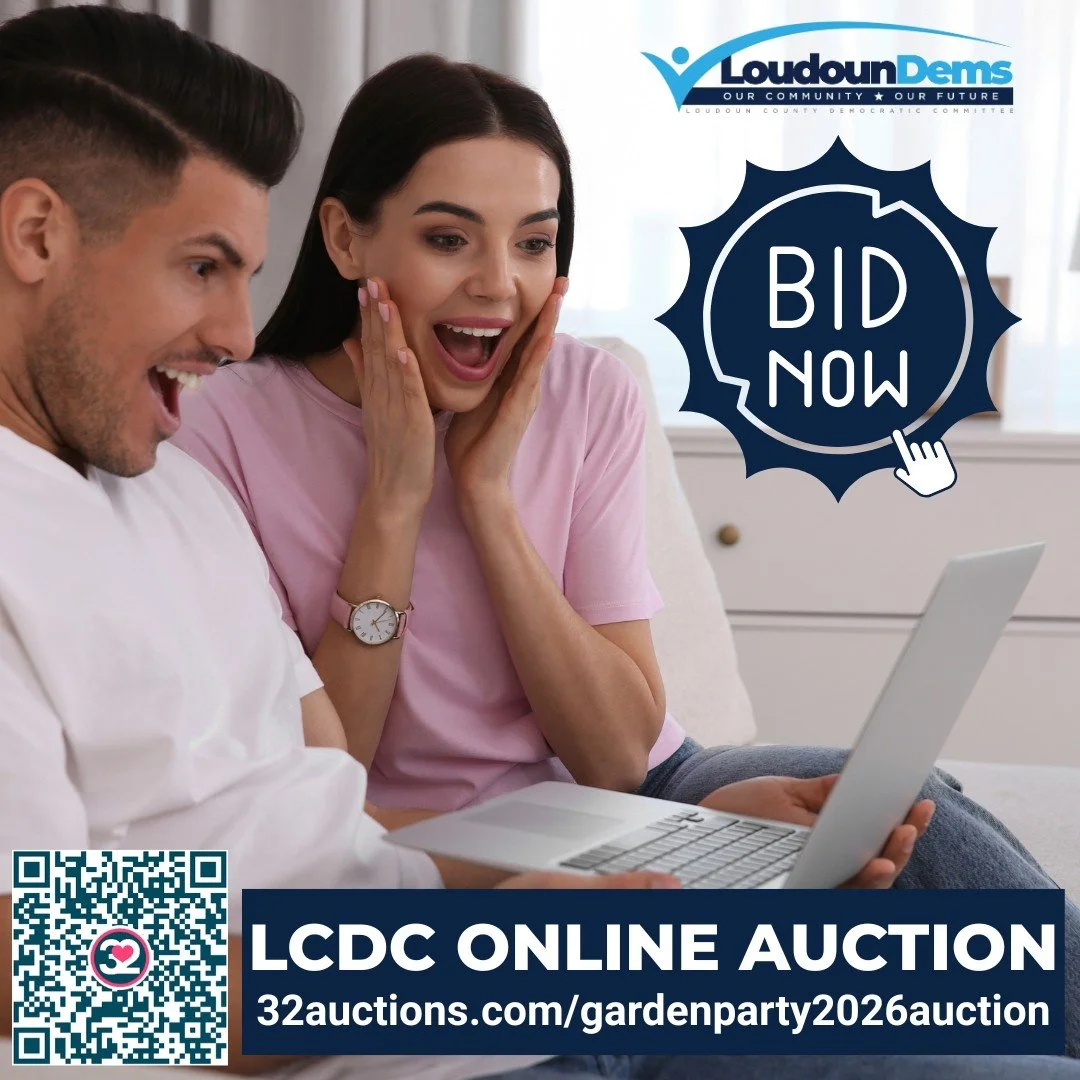 🎉 𝗢𝘂𝗿 𝗢𝗻𝗹𝗶𝗻𝗲 𝗔𝘂𝗰𝘁𝗶𝗼𝗻 𝗜𝘀 𝗟𝗜𝗩𝗘! 🎉

Is it even possible that you could be as happy as this stock photo couple after you win an item in our online auction? 𝗪𝗘 𝗧𝗛𝗜𝗡𝗞 𝗦𝗢! 

Support the Loudoun Democrats and treat yourself w