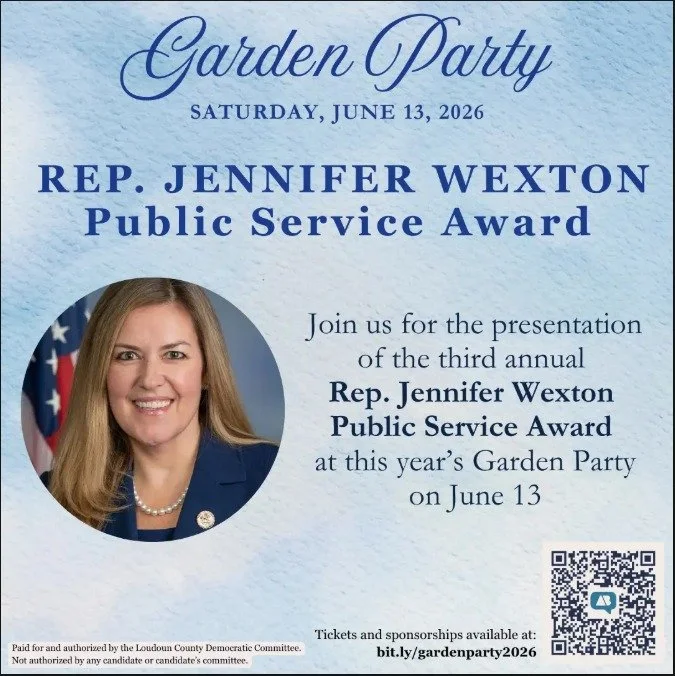🌟 We&rsquo;re proud to present the 3rd 𝗔𝗻𝗻𝘂𝗮𝗹 𝗥𝗲𝗽𝗿𝗲𝘀𝗲𝗻𝘁𝗮𝘁𝗶𝘃𝗲 𝗝𝗲𝗻𝗻𝗶𝗳𝗲𝗿 𝗪𝗲𝘅𝘁𝗼𝗻 𝗣𝘂𝗯𝗹𝗶𝗰 𝗦𝗲𝗿𝘃𝗶𝗰𝗲 𝗔𝘄𝗮𝗿𝗱 at this year&rsquo;s Garden Party on June 13! 🌟

Created in honor of Loudoun&rsquo;s own Congressw