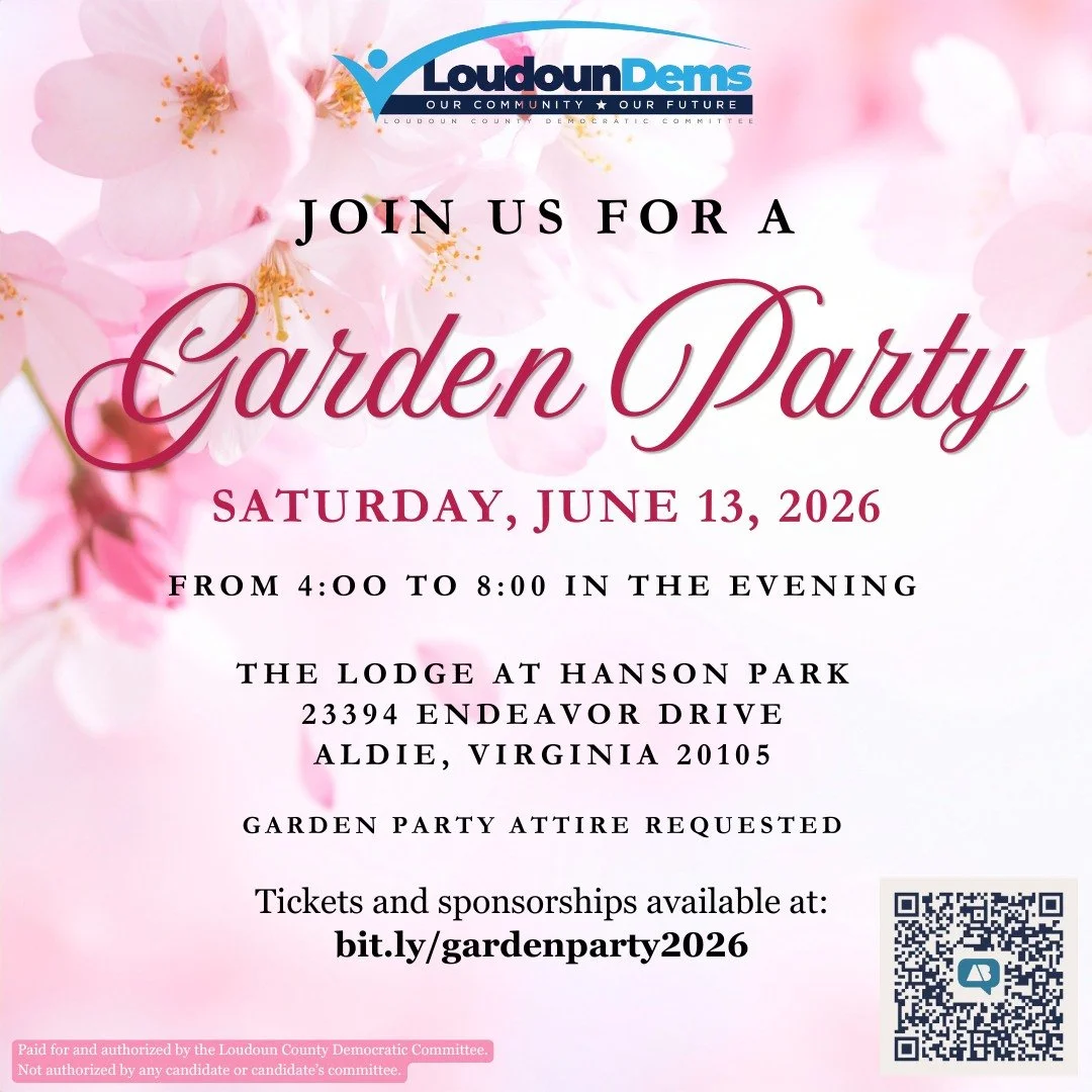 A beautiful June evening in a Loudoun park, good food, great company, and the kind of conversations that remind you why you love this community &ndash; what could be better!?

The Garden Party is your chance to hang out with fellow Democrats, meet th