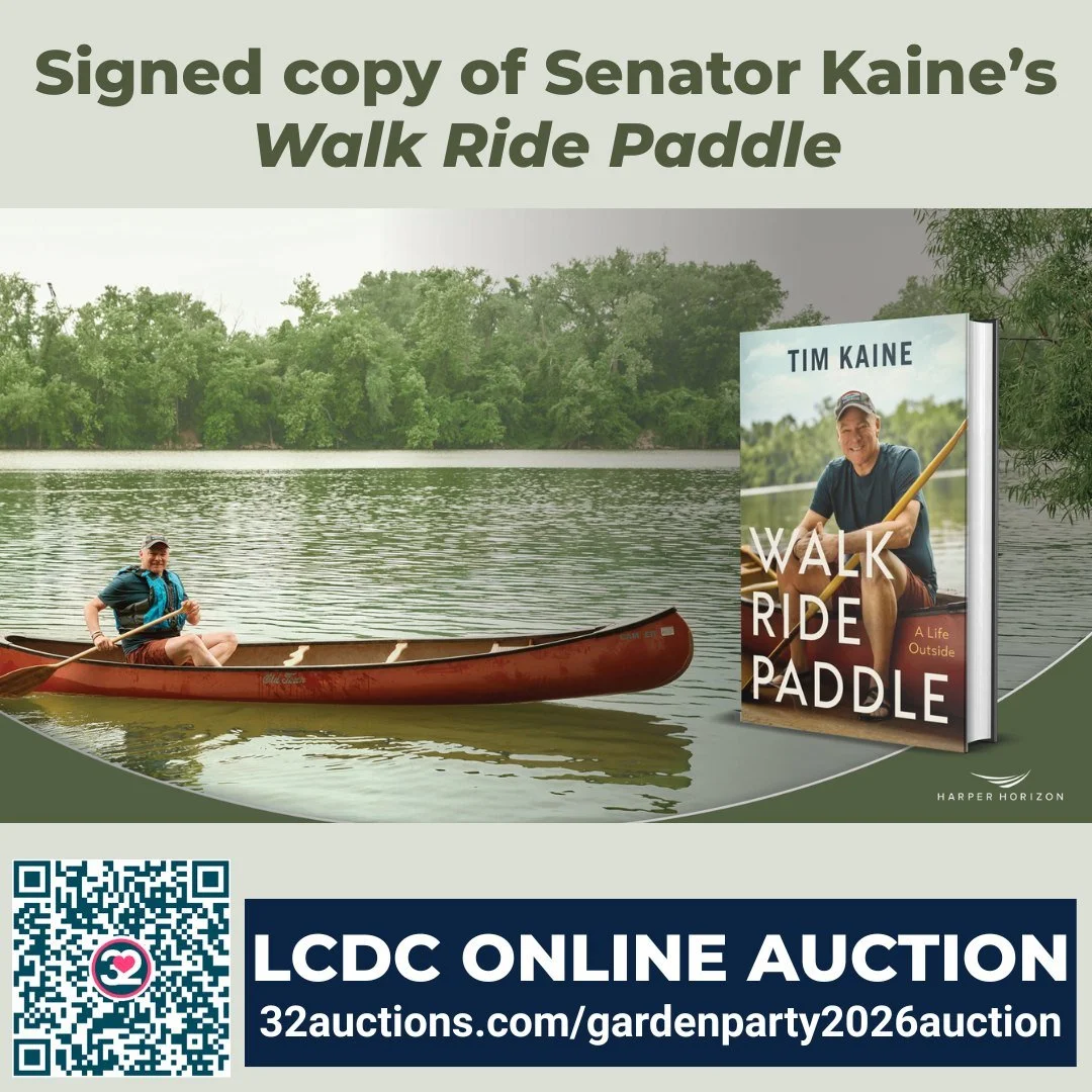 🎉 The LCDC Garden Party Online Auction is full of incredible items &ndash; but here's one for the readers, adventurers, and Virginia politics fans in the crowd 📚🚴🚣

✨ 𝗔 𝘀𝗶𝗴𝗻𝗲𝗱 𝗰𝗼𝗽𝘆 𝗼𝗳 𝗦𝗲𝗻𝗮𝘁𝗼𝗿 𝗧𝗶𝗺 𝗞𝗮𝗶𝗻𝗲'𝘀 𝗺𝗲𝗺𝗼𝗶𝗿,